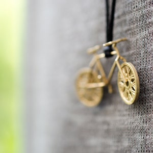 Bicycle 3d printed brass pendant charm necklace gift for biker fitness bike wheels cycle 2 wheeler jewelry sport lover cycler print kinetic image 4