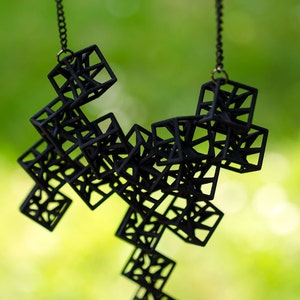 3d printed geometric necklace, made of hyper star cubes; gift for architecture graduation, architect, math and geometry teacher or student image 2