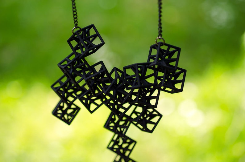 3d printed geometric necklace, made of hyper star cubes; gift for architecture graduation, architect, math and geometry teacher or student image 2