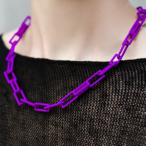 3d printed purple chain geometric necklace wearable art inspired gift architect student graduation designer wife teacher architecture math