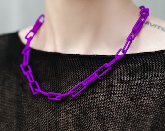 3d printed purple chain geometric necklace wearable art inspired gift architect student graduation designer wife teacher architecture math