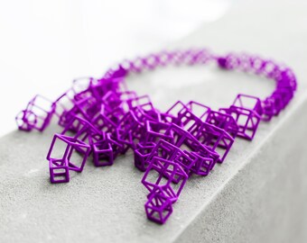 Large 3d printed geometric architecture necklace for architect or engineer, math teacher or science student, contemporary artist or designer