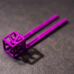 3d printed hairpin purple finish, hair decoration, polyamide exclusive innovative design contemporary geometric hand tinted cube star image 2