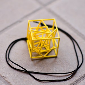 3d printed geometric pendant necklace, cubic hyper cube, gift for architect math student or teacher engineer architecture lover image 3