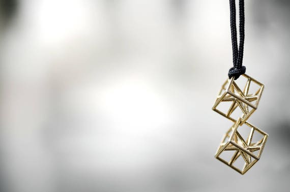 Pendant Necklace Geometric 3d Printed 2 Hyper Cubes - 3d Printed Necklace Pendant Pendant Necklace Geometric 3d Printed 2 Hyper Cubes - 3d Printed Necklace Pendant