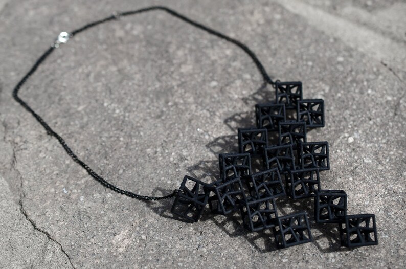 3d printed geometric necklace, made of hyper star cubes; gift for architecture graduation, architect, math and geometry teacher or student image 5