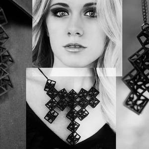 3d printed geometric necklace, made of hyper star cubes; gift for architecture graduation, architect, math and geometry teacher or student image 10