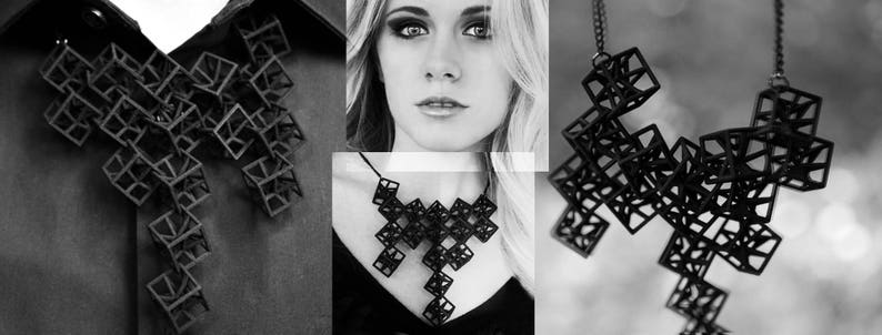 3d printed geometric necklace, made of hyper star cubes; gift for architecture graduation, architect, math and geometry teacher or student image 10