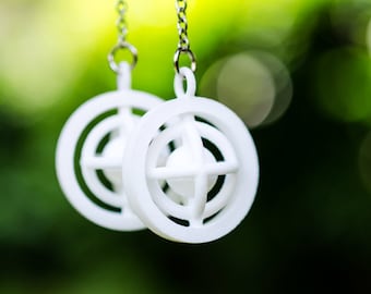 3d printed earrings saturn planet kinetic jewelry gyroscope rotating gift astronomy student science teacher math geometry galactic architect