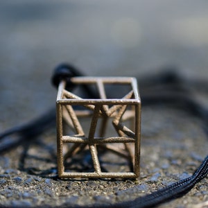 3d printed necklace metal pendant stylized cube star hyper cube for man mens jewel steel bronze 3d print jewelry geometric design unisex image 1