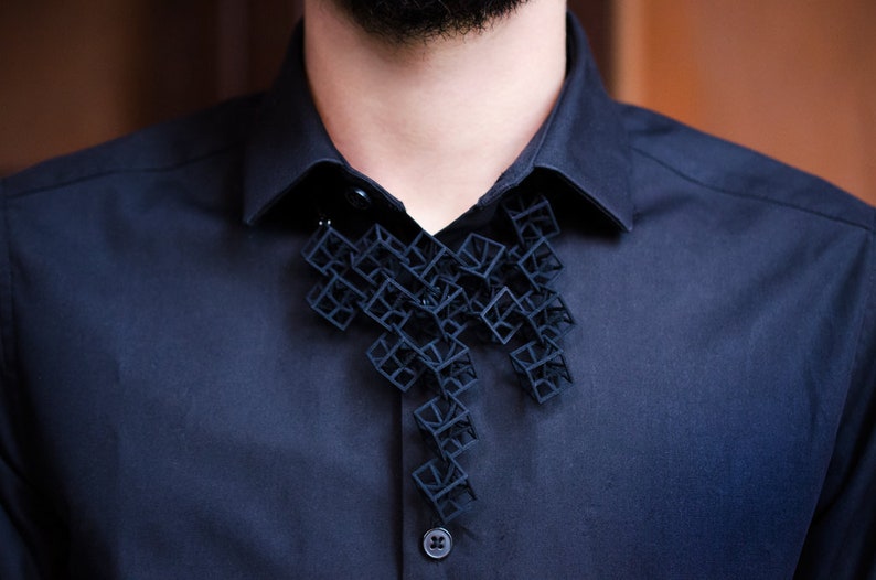 3d printed geometric necklace, made of hyper star cubes; gift for architecture graduation, architect, math and geometry teacher or student image 3