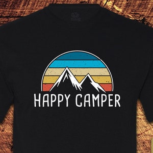Campista feliz, camiseta de campista feliz, camiseta de campista feliz, acampamento, presentes de acampamento, melhores presentes para ele, acampamento, camiseta de acampamento, natureza