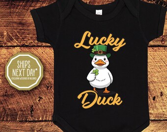 Pato de la suerte, mono de bebé o camiseta de algodón para el Día de San Patricio