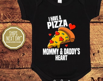 Tengo una pizza, corazón de mamá y papá, Día de San Valentín, Body de bebé, Camiseta para niño pequeño