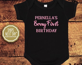 Body de bebé y camiseta para niño personalizables con diseño de bayas para su primer cumpleaños