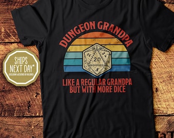 Dungeon Grandpa: Como un abuelo normal, pero con más dados. Dungeons and Dragons, camiseta nerd, camiseta unisex de algodón.