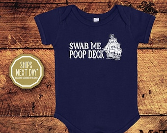 Swab Me Poop Deck, Pirates, Cotton Baby Bodysuit, Toddler Shirt