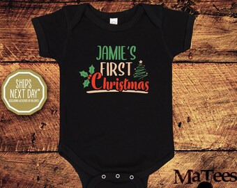 Customizable, First Christmas, 1st Christmas, Baby Bodysuit