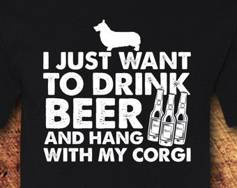 Corgi, Corgi-shirt, Corgi-cadeaus, Welsh Corgi, bier, biershirt, drinkshirt, drinken, hondenliefhebber cadeau, T-shirt, shirt, T-shirt