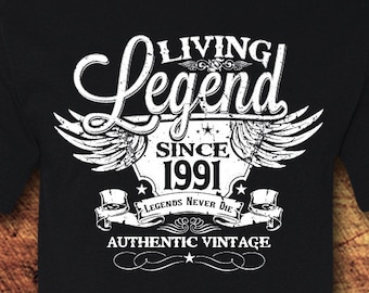 Living Legend Since 1991, 35th Birthday Shirt, Unisex Cotton Tee
