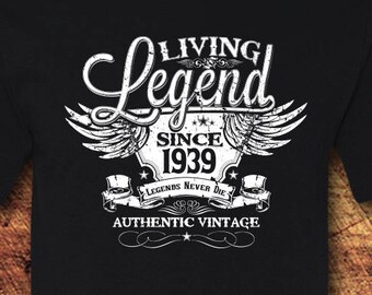 80th Birthday, 80 Birthday, 80th Birthday Shirt, 80 Birthday Shirt, 1939, Living Legend, Birthday, Birthday Gift, Birthday Shirt, T-Shirt