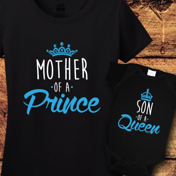 Mommy and Me Outfits, Mommy and Me, Mother Son Shirt, Mother Son Gift, Mother of a Prince, Son of a Queen, New Mom, T-Shirts, Shirt, Tee