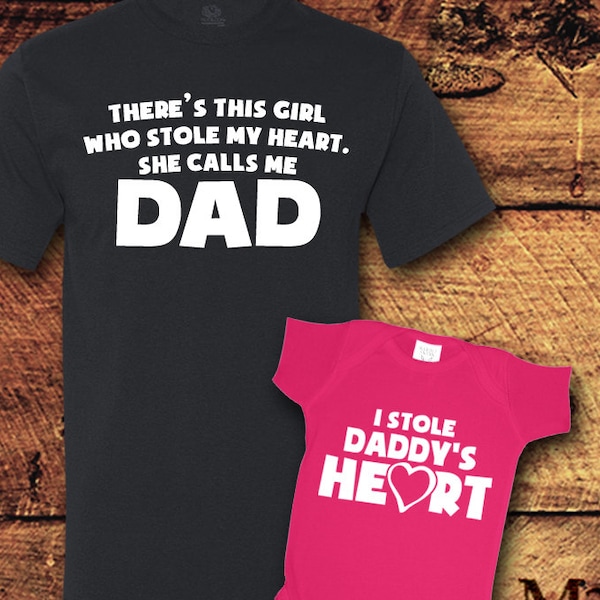 Fathers Day Gift, Father Son Matching Shirt, Dad and Baby Matching Shirts, Matching Outfits, I Stole Daddy's Heart, T-Shirt, Shirt, Tee