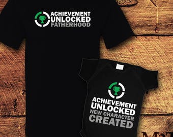 Achievement Unlocked, Achievement Gift, Father Son Matching Shirt, New Dad Gifts, Dad and Baby Matching Shirts, Father&#39;s Day Shirt, T-Shirt