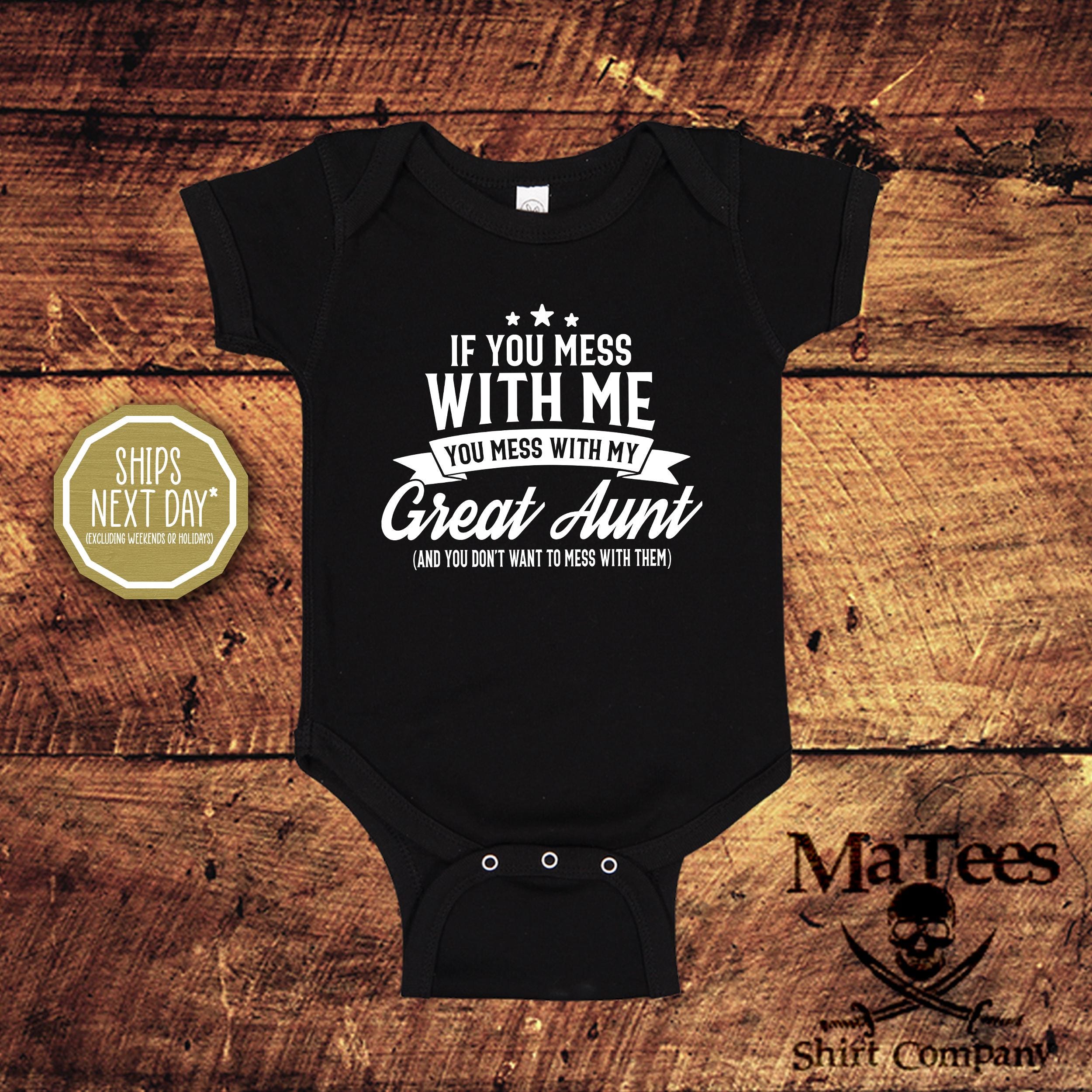 thumbnail interactive-video image 1 of "Back Off Crazy Aunt" Funny Baby & Kids T-Shirt – 100% Cotton – 0-3M To 5-6Yrs 1 of 5