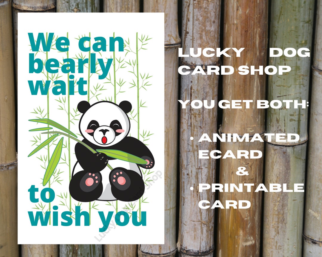 Animated E-CARD &amp; PRINTABLE First Birthday Card, Panda Bear Eating ...