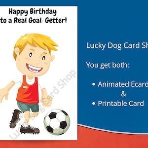 Animated E-CARD & PRINTABLE Boys Soccer Birthday Card