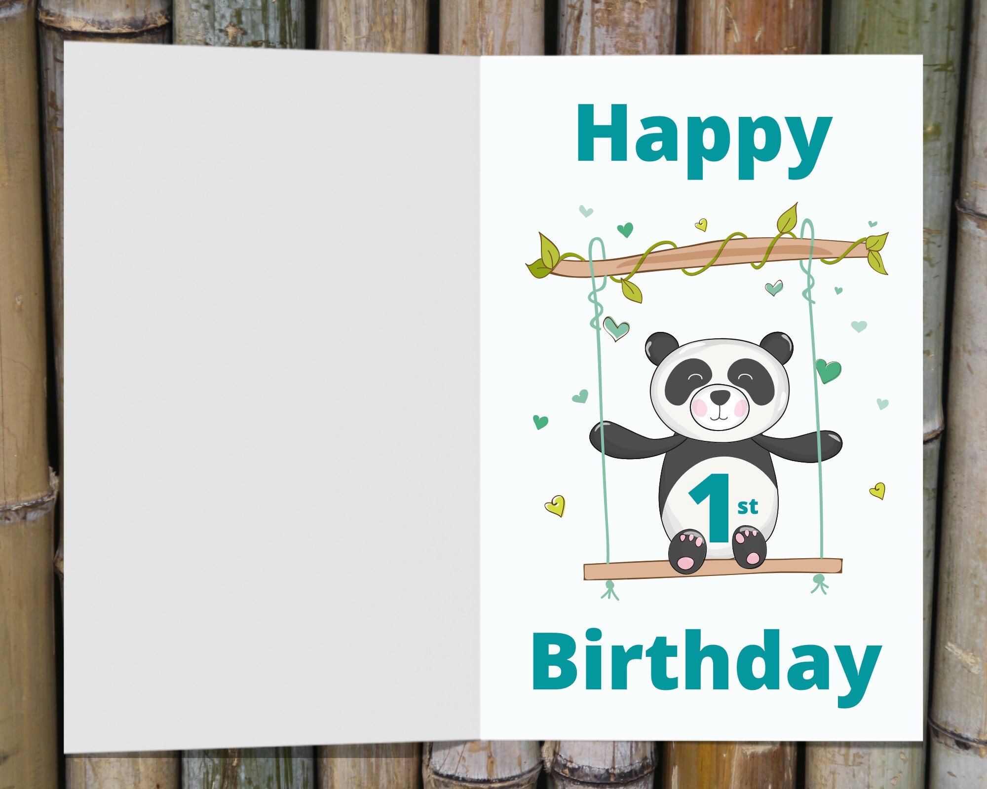 Animated E-CARD &amp; PRINTABLE First Birthday Card, Panda Bear Eating ...