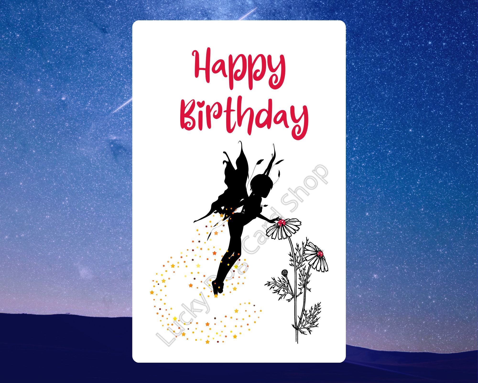 Animated E-CARD &amp; PRINTABLE Birthday Card, Pixie, Ladybug, Pixie Dust ...