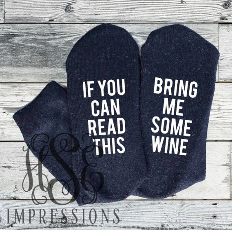Funny Socks Thermal Premium Adult Men Women If you can read this bring me some wine gift warm soft