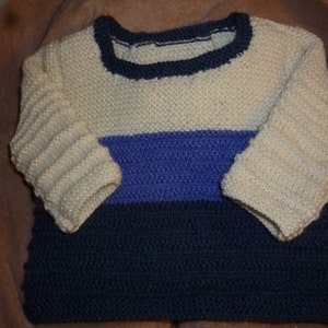 Enspull/ brassiere, bonnet et chaussons en laine MERINO tricote main bleu ideal pour trousseau maternite image 3