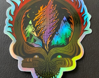 Holographic Sticker Fire On the Mountain (Grateful Dead Inspired Design)