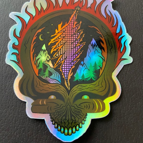 Holographic Sticker Fire On the Mountain (Grateful Dead Inspired Design)