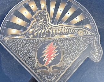 CAR DECAL 9inches, AND Holo Sticker 4 inches,  Skeleton (Cats) Under the Stars (Grateful Dead Jerry Garcia Band Inspired Artwork)