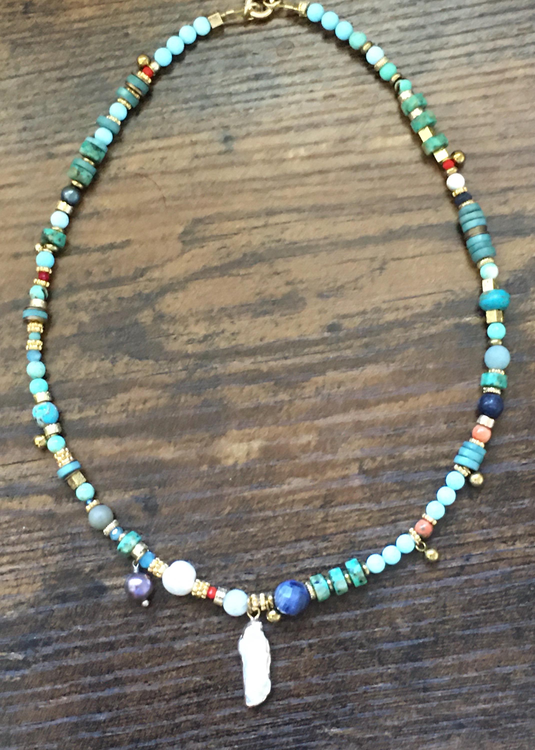 Turquoise and Yellow Drop Necklace main image 1