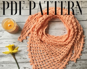 Crochet Triangle Scarf PDF Pattern, Easy Boho Cowl, Spring, DIY Gift, Snood, Cottage Core Tutorial, Beginnger Pattern, Airy Crochet Shawl
