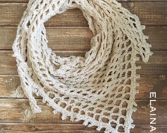 Crochet Triangle Scarf Pattern / Spring Scarf Tutorial / Crochet Tutorial Pattern /Easy / Boho Cowl / Download Beginnner / Elaina / Autumn