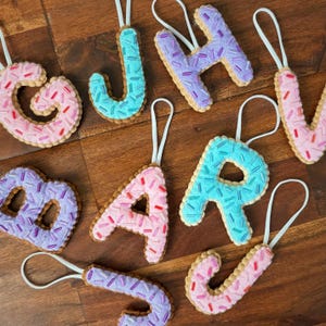 Personalized Sugar Cookie Christmas Decoration, Handmade Felt Letter Ornament, Initial Stocking Tag, Embroidered, Monogram, Decor, Stitched