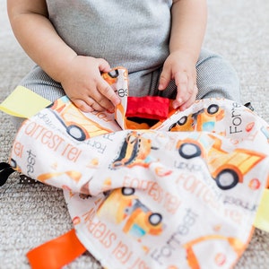 Personalized Heavy Equipment Baby Blanket, Custom Design, Burp Cloths and Minky Blanket, Dump Truck, Cemant Truck, Buldozer, Digger
