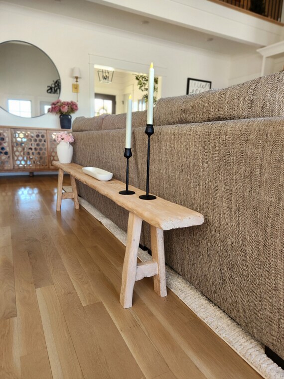 Wood Noodle Skinny Bench 7ft X 7 X 20 Weathered Blonde Driftwood Sofa Table Entry Hallway Modern Organic Neutral Farmhouse Coastal Etsy