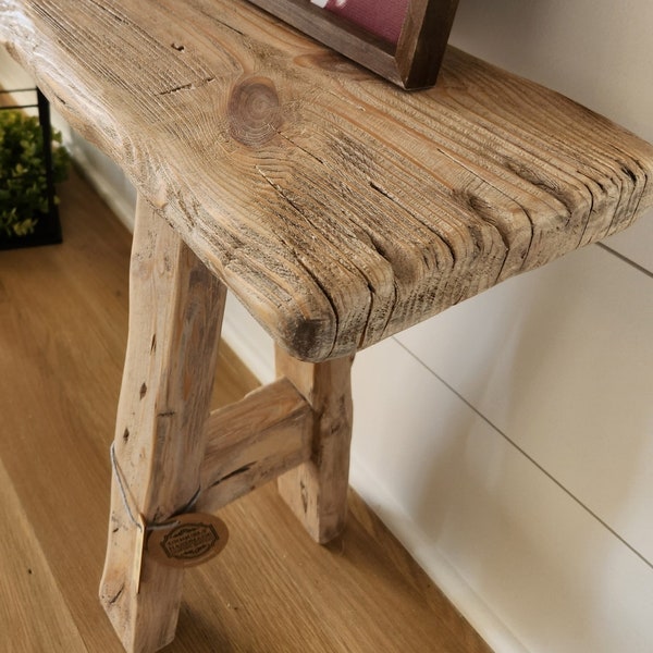 Wood Noodle Skinny Bench 4ft x 7 x 18 Weathered Blonde Driftwood Rustic, Bed Front, Entry, Hallway, Dining-Organic Cottage Farmhouse Coastal