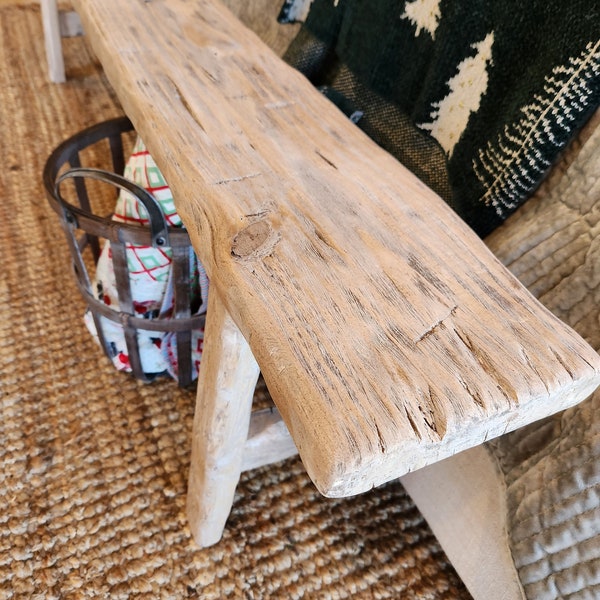 Skinny Wood Noodle Bench 6ft x 7x 18 Weathered Blonde Driftwood Rustic, bed front, Entry, Hallway, Dining, Organic Neutral Farmhouse Coastal