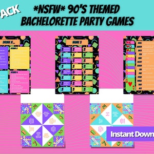 90&#39;s Themed Bachelorette Party Games | Bachelorette Weekend | Drinking Game | Drink If..., Name 3, Kings, Fortune Tellers | Instant Download
