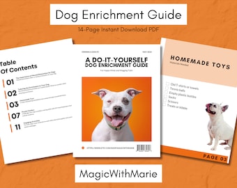 Guide d'enrichissement DIY pour chien | Jouets faits maison pour animaux de compagnie | Jeux interactifs | Mangeoires de puzzle | Téléchargement instantané | PDF imprimable