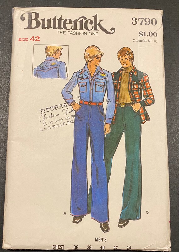 Vintage Butterick Mens Sewing Pattern 3790 Size 42 Etsy
