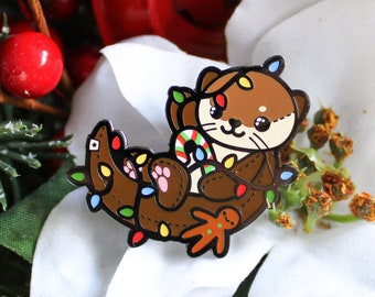 Christmas Cheer Otter Enamel Pin